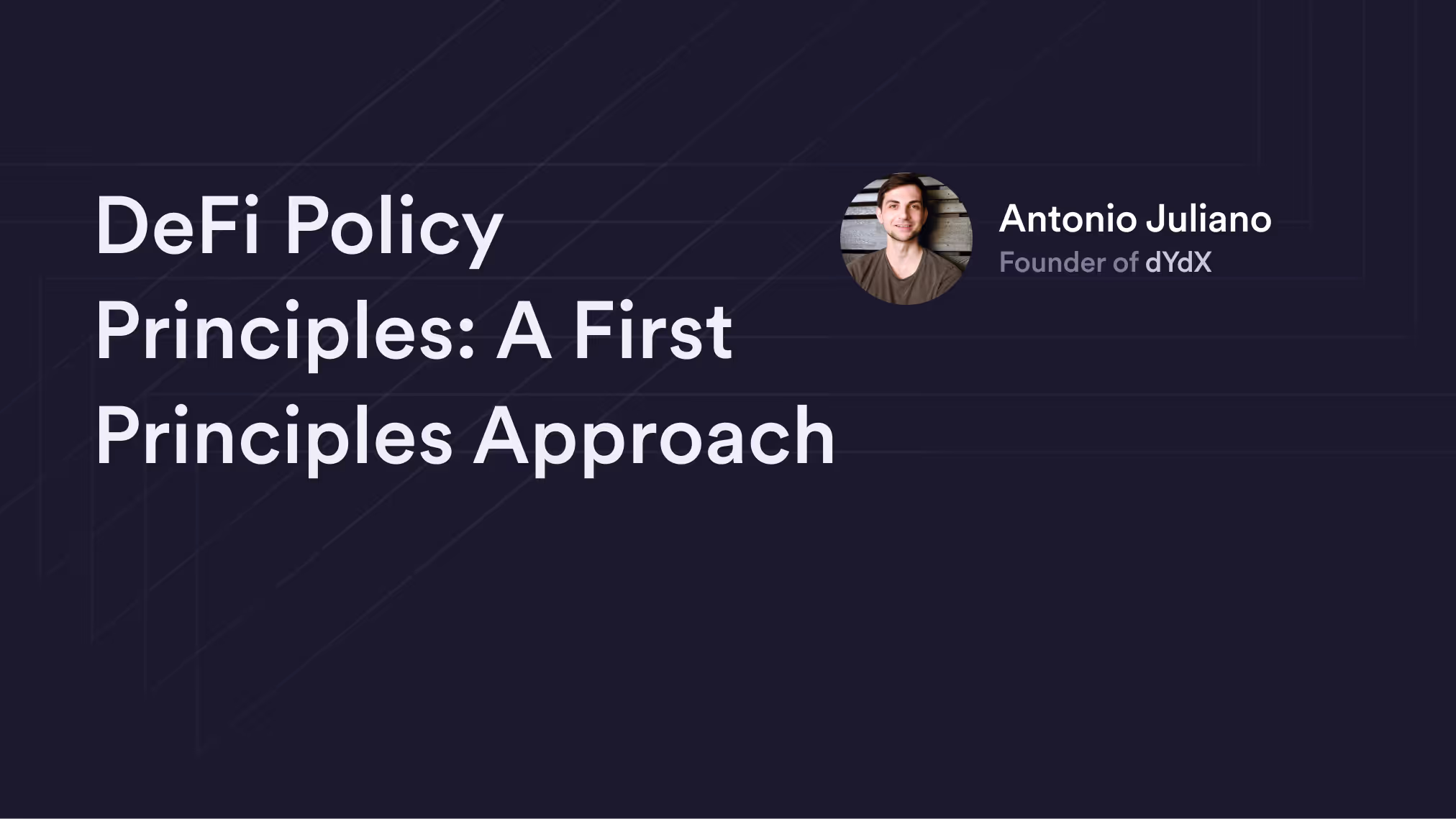 DeFi Policy Principles: A First Principles Approach